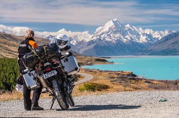 Motorbike on a twisty New Zealand road